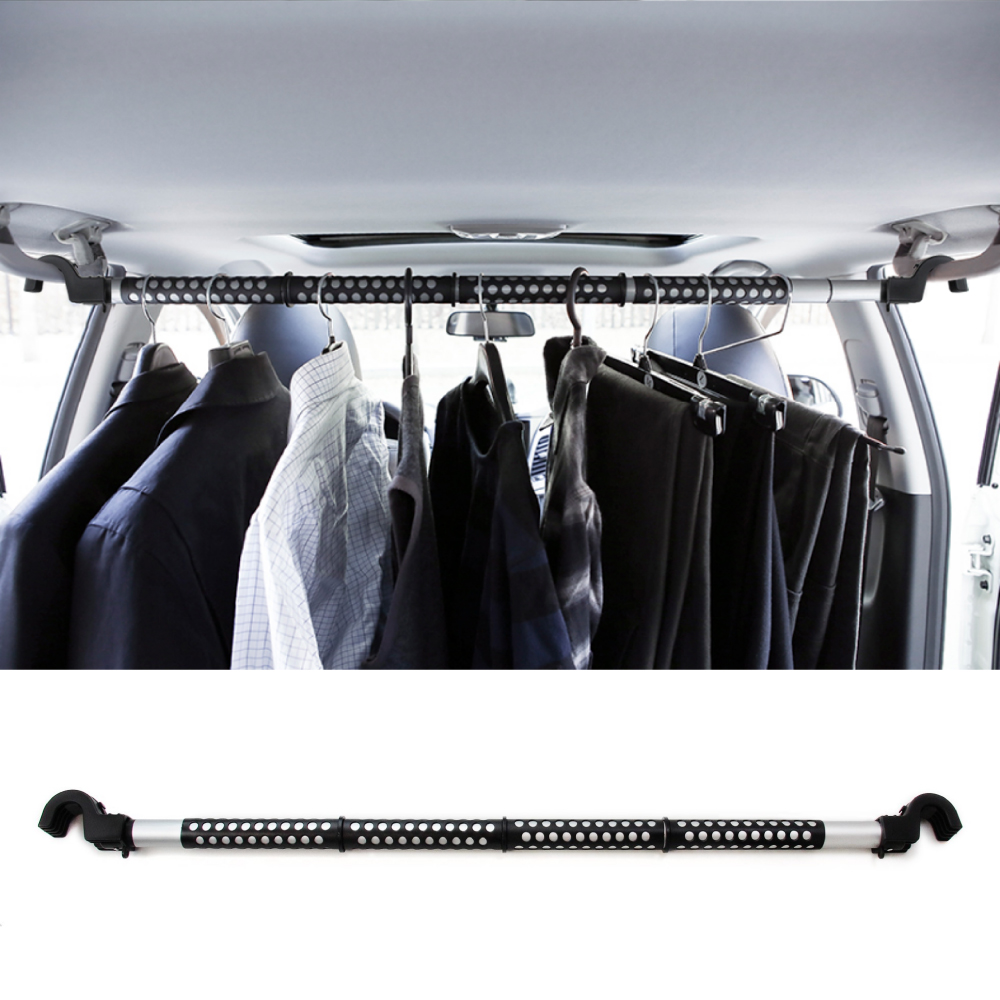 Convenient Classic Black Combines With Strong Metal and Rubber Grips and Rings LEPAZA59616 Zento Deals Heavy Duty Expandable Clothes Bar Car Hanger Rod 