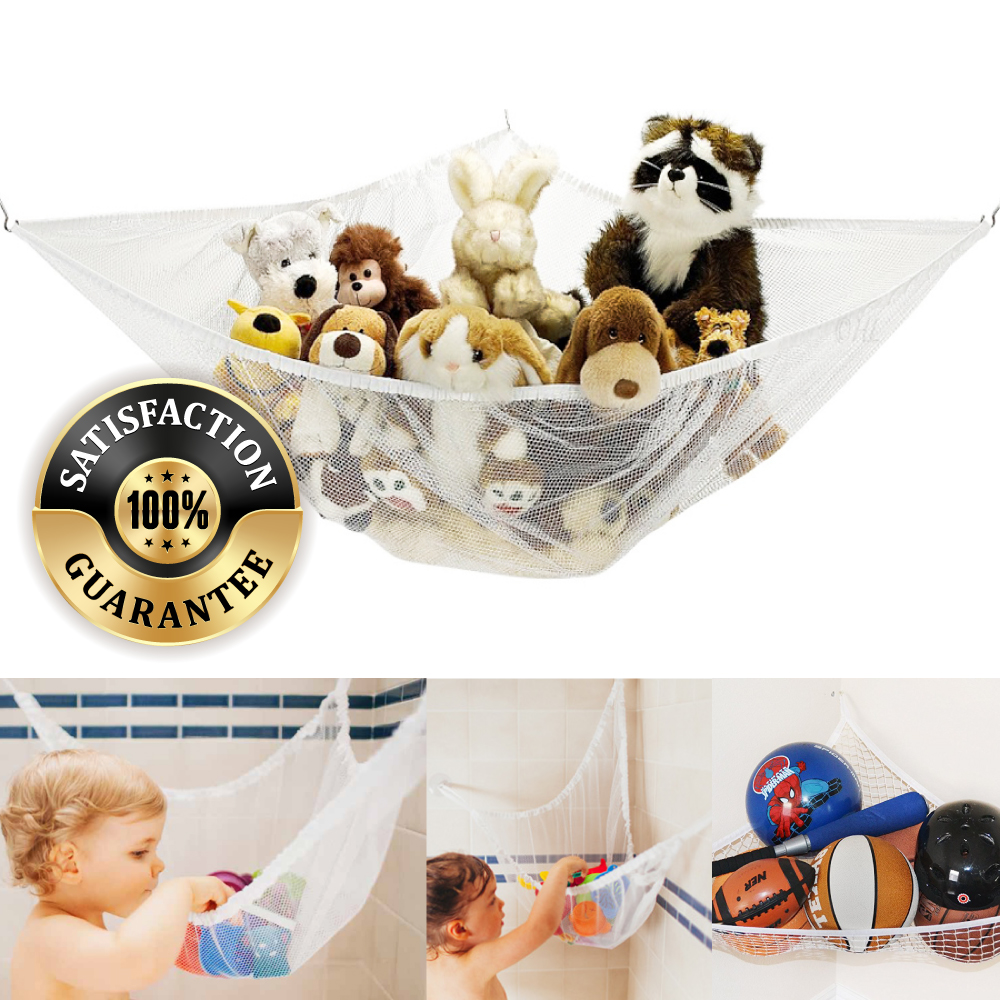 Large Mesh Toys Holder Yuccer Toy Storage Hammock for Stuffed Animals Teddies 